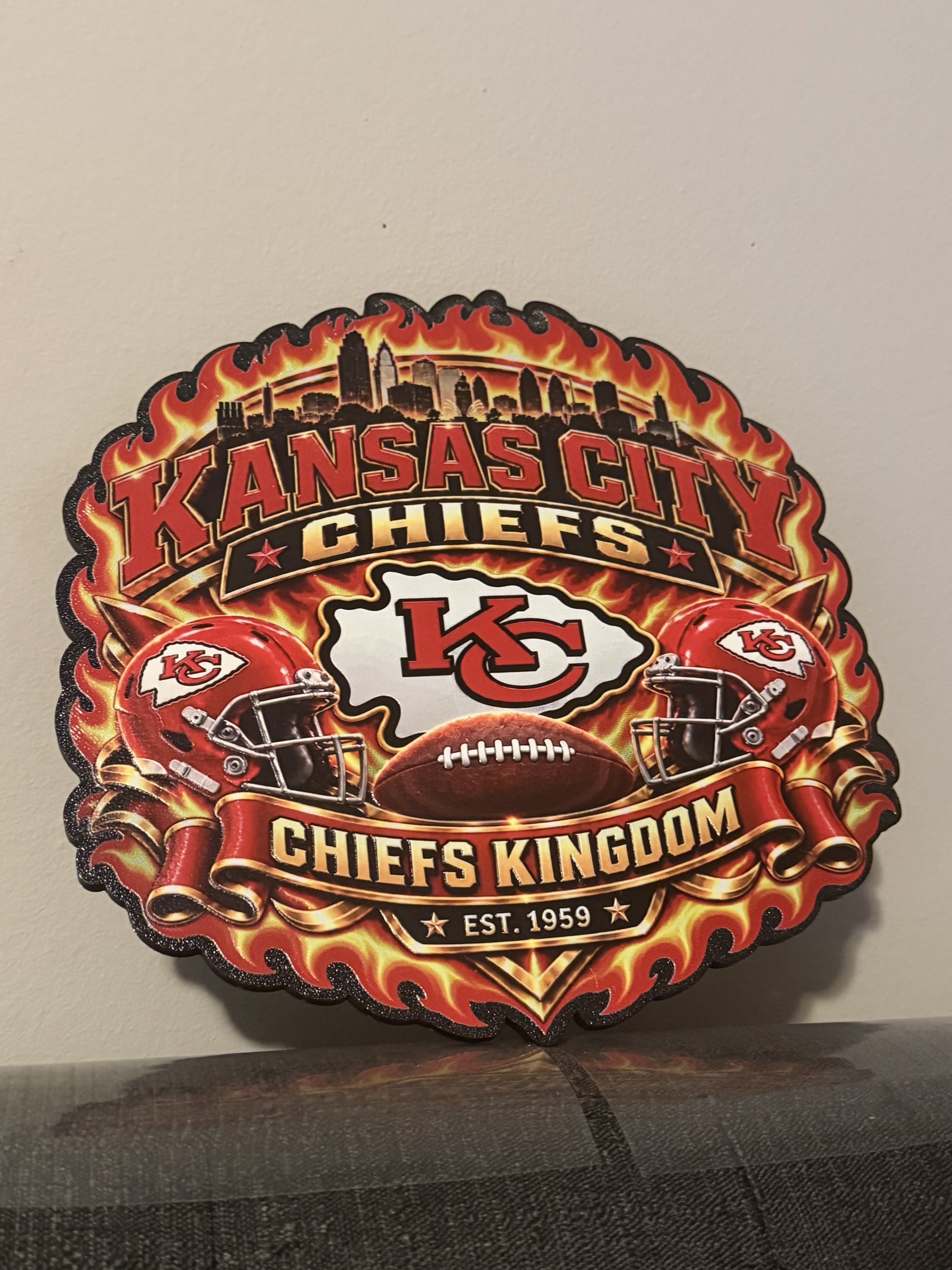 Flame football fan sign