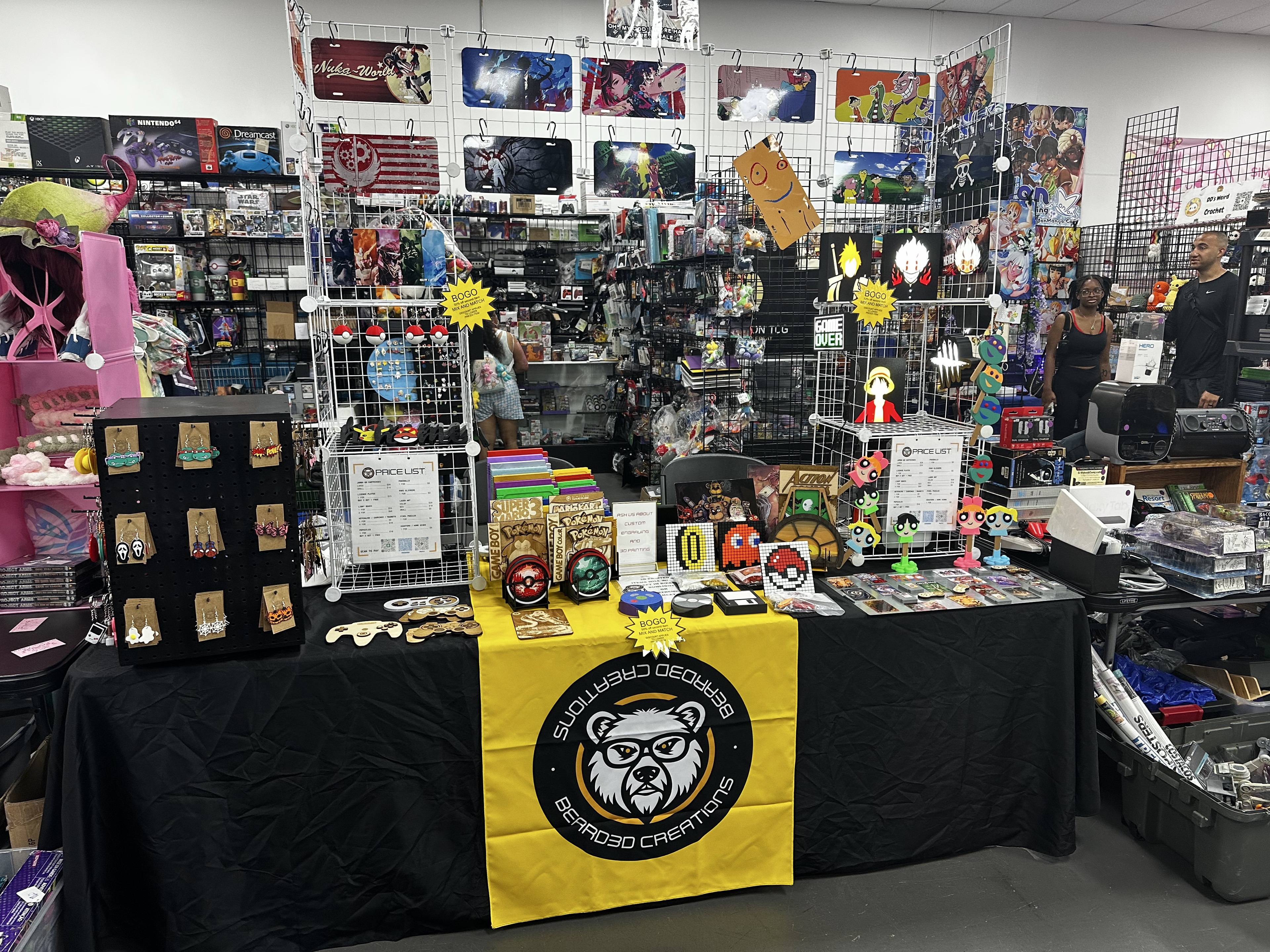 Beard3D vendor market table with custom products